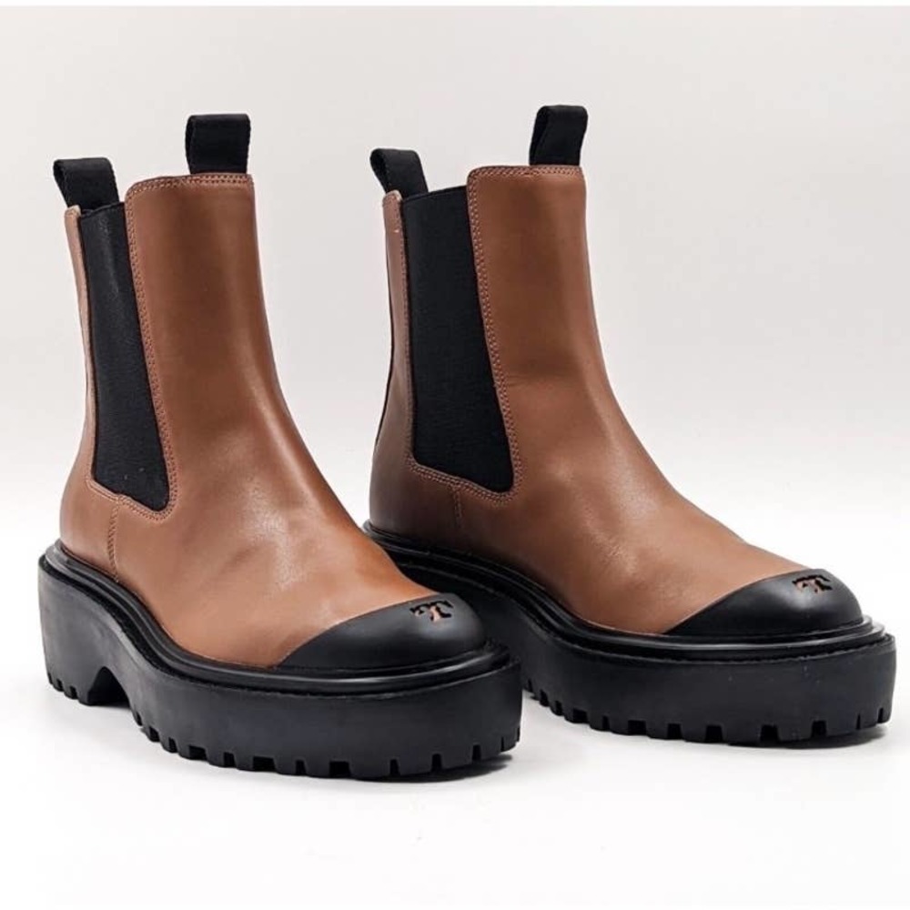 TORY BURCH Chelsea Lug Sole Platform Boots  Caballo Brown 9 NWOB